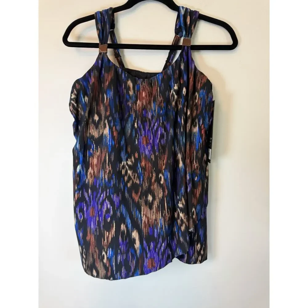 Miraclesuit Dazzle Tankini Top With Underwire in Tapiz Sz 10 NWT $146